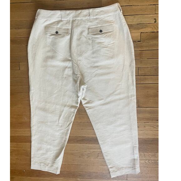 Mara Hoffman Jade High Waisted Pant in Off White Cotton/ Linen Blend Size 18 - Picture 4 of 9